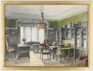 Interior de la biblioteca de Edward Lamson Henry