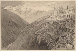 Un pueblo en lo alto de una colina (Santuario de Lampedusa) de Edward Lear