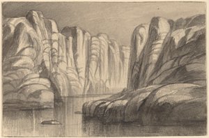 Río serpenteando a través de una formación rocosa, Filé, Egipto de Edward Lear