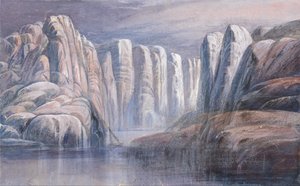 Paso del río, entre acantilados de roca estéril de Edward Lear