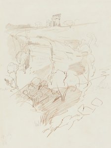 Templo en Ruinas en una Colina de Edward Lear