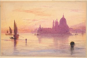 Santa María della Salute, Venecia, al atardecer de Edward Lear