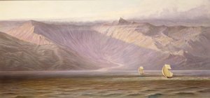 Los vastos muros de Akrokeraunian, la costa de Albania (óleo sobre lienzo) de Edward Lear