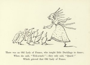 Había una anciana de Francia, que enseñaba a los patitos a bailar