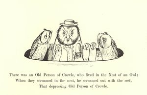 Había una anciana de Crowle, que vivía en el nido de un búho