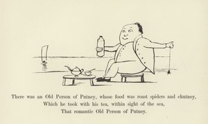 Había una persona mayor de Putney, cuya comida eran arañas asadas y chutney
