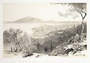 Vista desde la colina del castillo, mirando hacia Monte Skopo, Zante, 1863 de Edward Lear