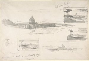 Vista de la basílica de San Pedro, en Roma de Edward Lear