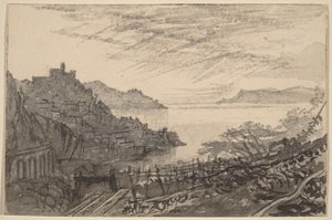Vista de una bahía desde la ladera de una colina (Amalfi) de Edward Lear