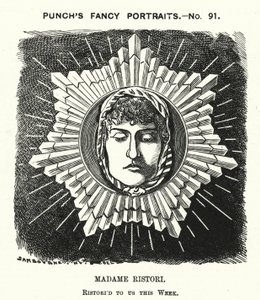 Caricatura de Punch: Adelaide Ristori, actriz italiana (grabado)