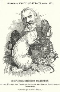 Caricatura de Punch: Adolphus Williamson, oficial de policía británico y primer jefe de la rama de detectives de la Policía Metropolitana de Edward Linley (after) Sambourne