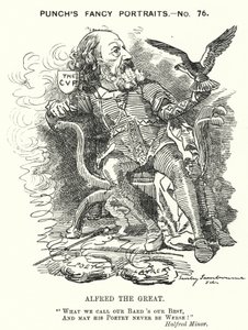 Caricatura de Punch: Alfred, Lord Tennyson, poeta inglés (grabado) de Edward Linley (after) Sambourne