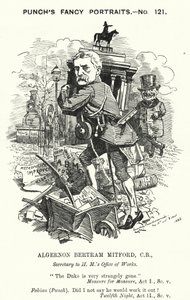 Caricatura de Punch: Algernon Bertram Freeman-Mitford de Edward Linley (after) Sambourne