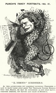 Caricatura de Punch: Anton Rubinstein, pianista, compositor y director ruso de Edward Linley (after) Sambourne