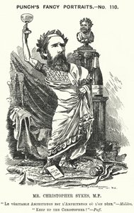 Caricatura de Punch: Christopher Sykes, político conservador inglés (grabado) de Edward Linley (after) Sambourne