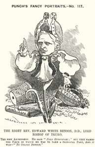 Caricatura de Punch: Edward White Benson, obispo inglés (grabado) de Edward Linley (after) Sambourne