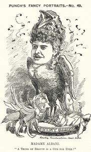 Caricatura de Punch: Emma Albani, cantante de ópera canadiense (grabado) de Edward Linley (after) Sambourne