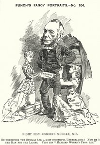 Caricatura de Punch: George Osborne Morgan, abogado galés y político liberal (grabado) de Edward Linley (after) Sambourne
