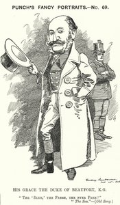 Caricatura de Punch: Henry Charles Fitzroy Somerset, 8º duque de Beaufort, soldado y político conservador inglés de Edward Linley (after) Sambourne