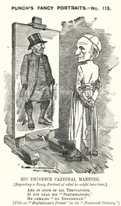 Caricatura de Punch: Henry Edward Manning, cardenal inglés y arzobispo católico de Westminster (grabado) de Edward Linley (after) Sambourne