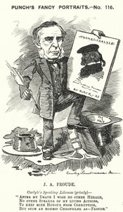 Caricatura de Punch: James Anthony Froude, historiador, novelista y biógrafo inglés (grabado) de Edward Linley (after) Sambourne