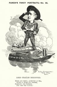 Caricatura de Punch: Lord Charles Beresford, almirante anglo-irlandés y político conservador (grabado) de Edward Linley (after) Sambourne