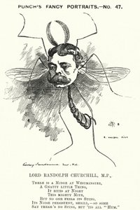 Caricatura de Punch: Lord Randolph Churchill, político conservador inglés (grabado)