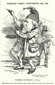 Caricatura de Punch: Robert Browning, poeta y dramaturgo inglés (grabado) de Edward Linley (after) Sambourne