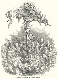 Caricatura de Punch: Baile del Palo de Mayo de la Real Academia (grabado) de Edward Linley (after) Sambourne