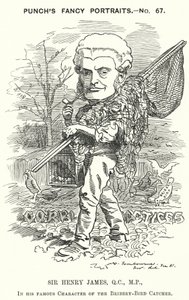 Caricatura de Punch: Sir Henry James de Edward Linley (after) Sambourne