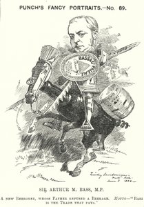 Caricatura de Punch: Sir Michael Arthur Bass de Edward Linley (after) Sambourne