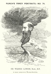 Caricatura de Punch: Sir Wilfrid Lawson, político radical liberal inglés y activista por la templanza (grabado) de Edward Linley (after) Sambourne