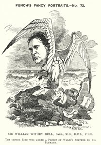 Caricatura de Punch: Sir William Withey Gull, médico inglés que trató al Príncipe de Gales por fiebre tifoidea y se convirtió en Médico Ordinario de la Reina Victoria de Edward Linley (after) Sambourne