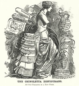 Caricatura de Punch: La Crinoletta Disfigurans de Edward Linley (after) Sambourne