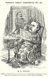 Caricatura de Punch: Thomas Hay Sweet Estcott, periodista y editor inglés de Edward Linley (after) Sambourne