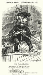 Caricatura de Punch: W S Gilbert, dramaturgo y libretista inglés (grabado) de Edward Linley (after) Sambourne