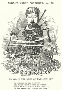 Caricatura de Punch: William Douglas Hamilton de Edward Linley (after) Sambourne