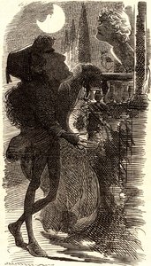 Henry Irving en la escena del balcón de "Romeo y Julieta" de Edward Linley Sambourne