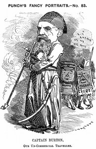Richard Francis Burton (1821-1890) orientalista y explorador inglés. Caricatura de Edward Linley Sambourne para Punch, Londres de Edward Linley Sambourne