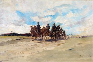 Artillería Real, un equipo de cañón de campo en marcha, 1897