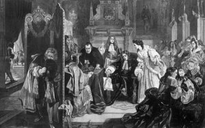 El Rey Jacobo II 1633-1701 recibiendo noticias del desembarco del Príncipe de Orange, 1890 de Edward Matthew Ward