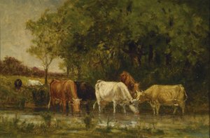 Vacas en el paisaje de Edward Mitchell Bannister