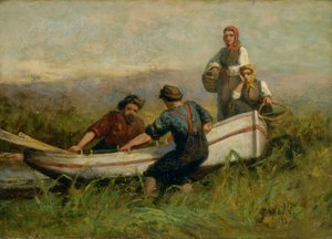 Gente cerca de un bote, 1893 de Edward Mitchell Bannister
