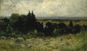 Sin título (paisaje, campos con rocas y árboles) de Edward Mitchell Bannister
