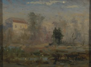 Sin título (paisaje con casa al fondo) de Edward Mitchell Bannister