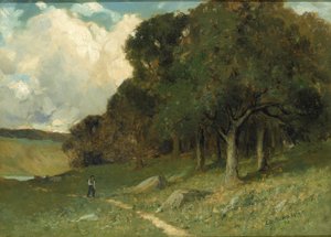 Sin título (hombre en el camino con árboles al fondo) de Edward Mitchell Bannister