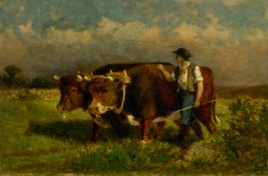 Sin título (hombre con dos bueyes) de Edward Mitchell Bannister