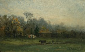 Paisaje sin Título con Hombre Arando Campos, s.f. de Edward Mitchell Bannister