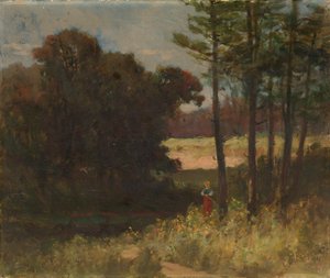 Paisaje sin título con árboles y mujer, 1894