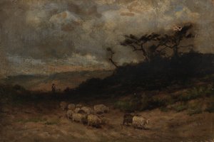 Sin título [pastor con ovejas] de Edward Mitchell Bannister